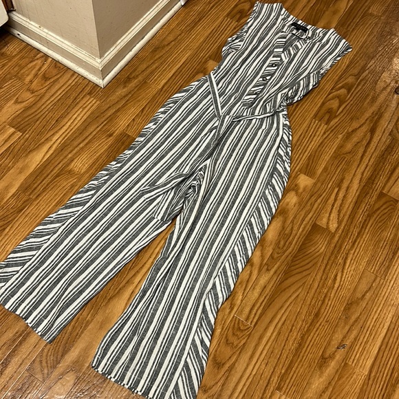 Laundry By Shelli Segal Pants - Laundry Stripped Sleeveless Linen Jumpsuit SZ 12